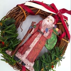 Vintage Russ Santa Claus Wreath Ornament